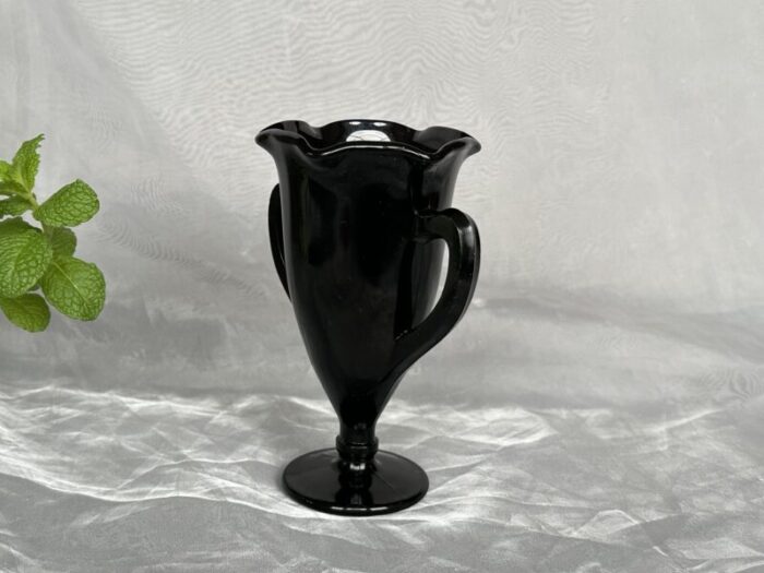 vintage black glass vase 0306