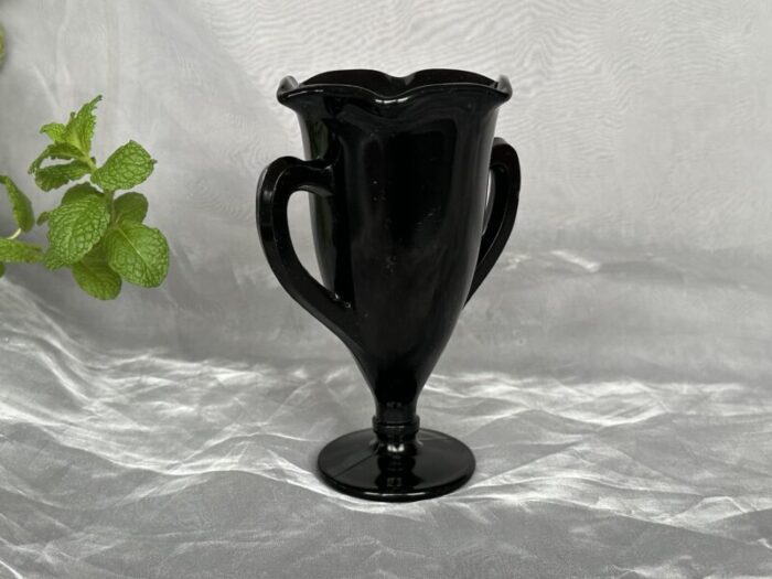 vintage black glass vase 3365