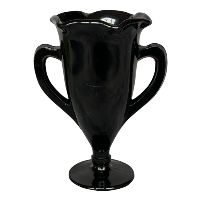 vintage black glass vase 4860