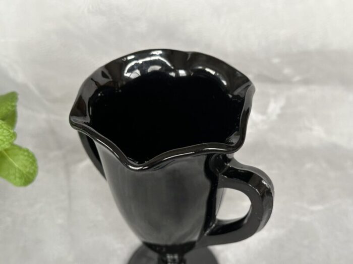 vintage black glass vase 9074