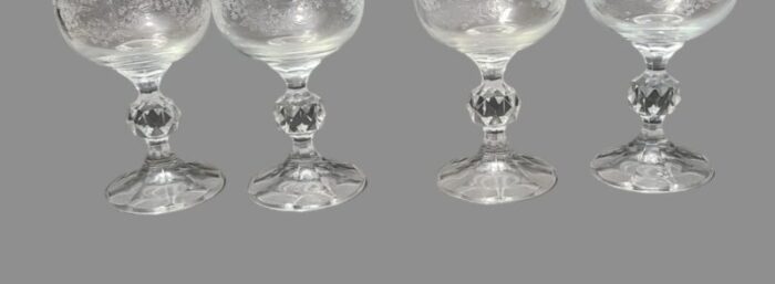 vintage bohemian crystal diamond cut etched wine glasses set of 4 1180