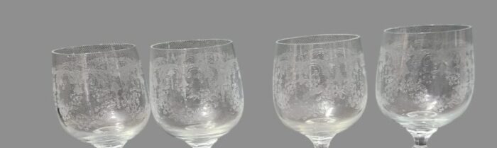 vintage bohemian crystal diamond cut etched wine glasses set of 4 2611