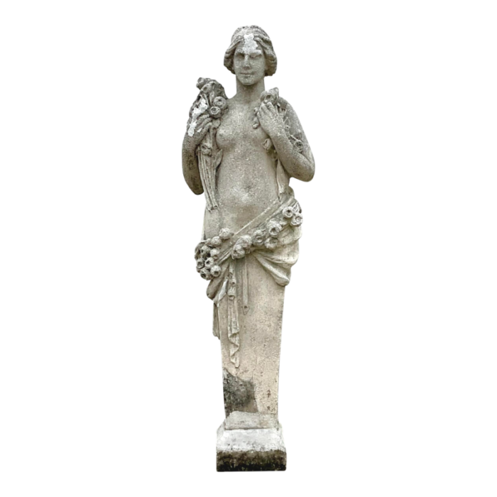 vintage boho cast concrete four seasons spring statue 2599