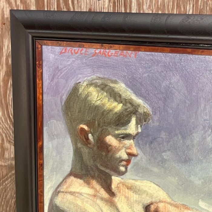 vintage boho signed original bruce sargent figurative oil on canvas 6856