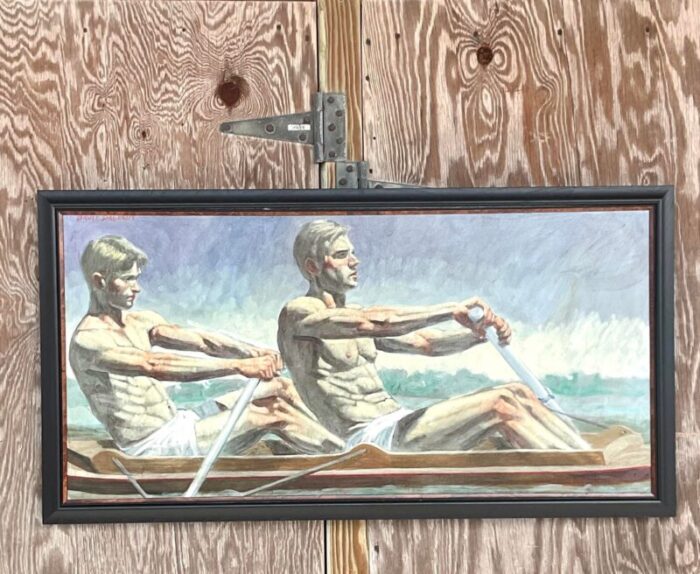 vintage boho signed original bruce sargent figurative oil on canvas 8554