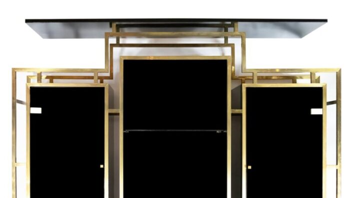 vintage brass and black lacquered wood sideboard by kim moltzer 1970s 2