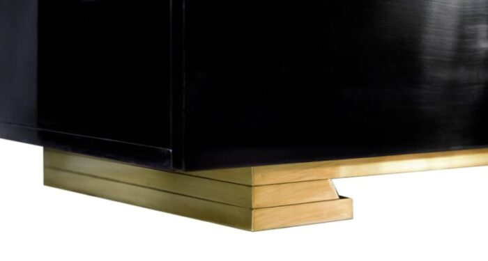 vintage brass and black lacquered wood sideboard by kim moltzer 1970s 3