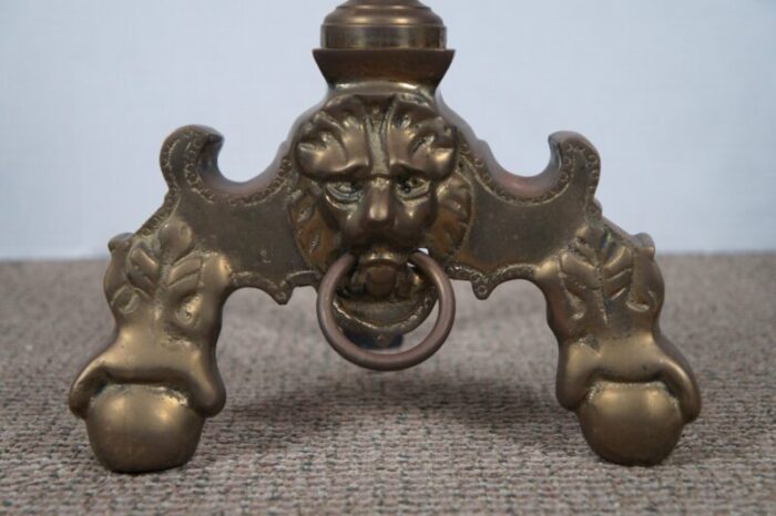 vintage brass lion head cannon ball claw fireplace andirons firedogs set of 2 4582