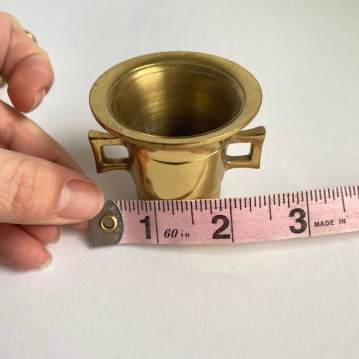 vintage brass mortar and pestle apothecary spice crusher small petite size 0704