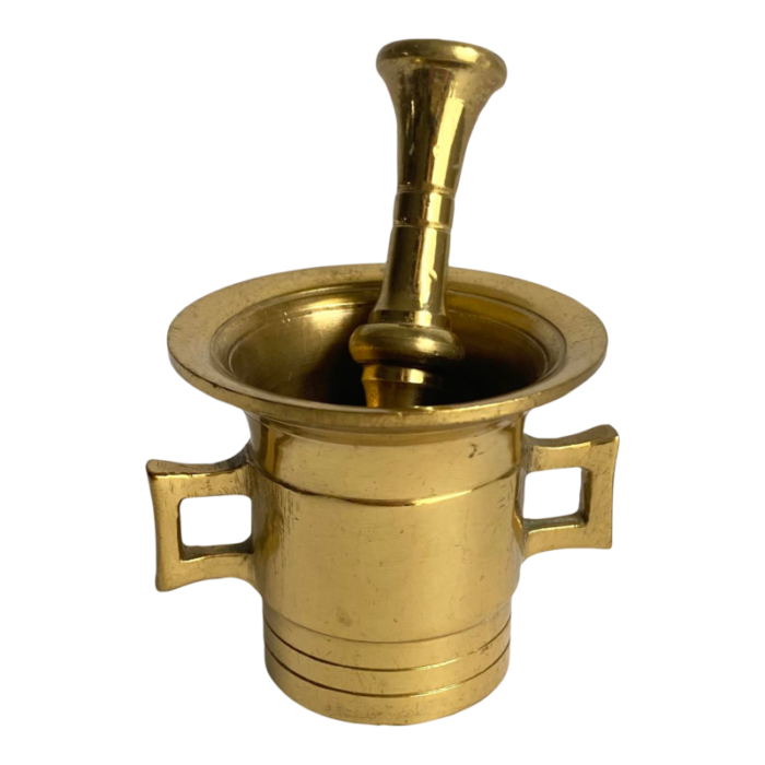 vintage brass mortar and pestle apothecary spice crusher small petite size 1425