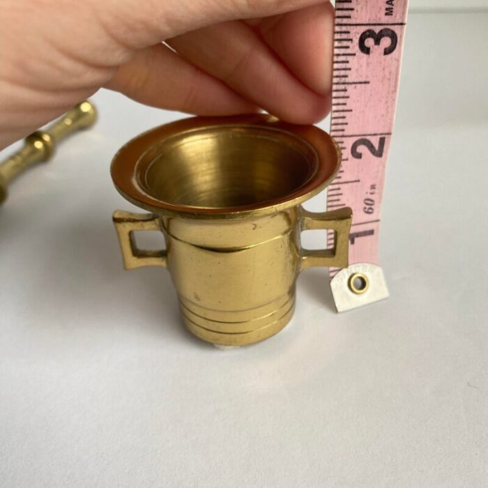 vintage brass mortar and pestle apothecary spice crusher small petite size 3267