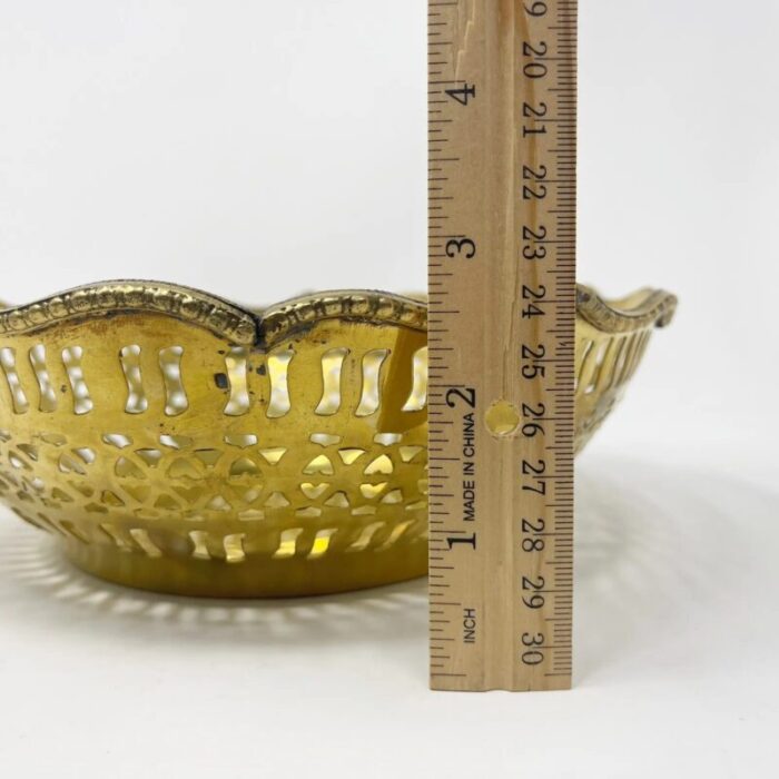 vintage brass scalloped edged rim bowl pierced 2276