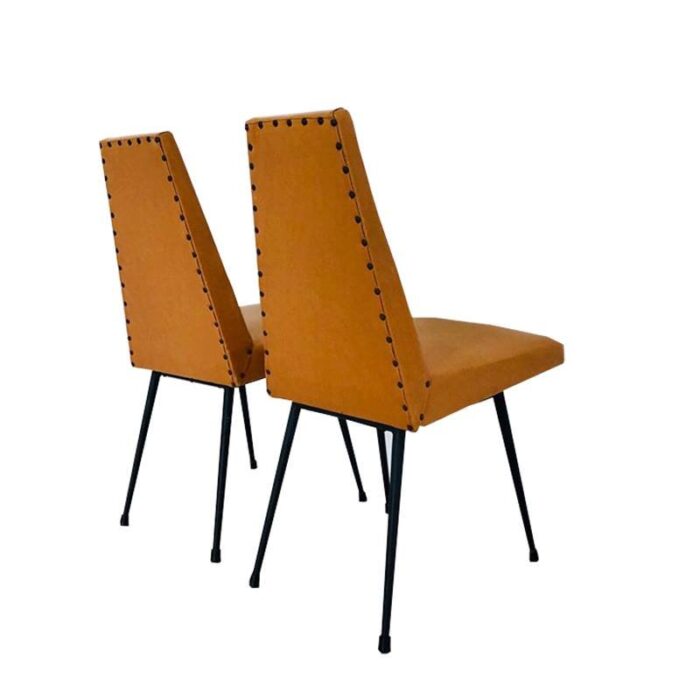 vintage brown leatherette and metal desk chairs 1960s set of 2 5