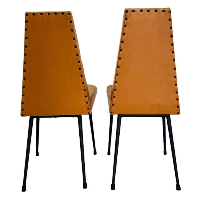 vintage brown leatherette and metal desk chairs 1960s set of 2 6