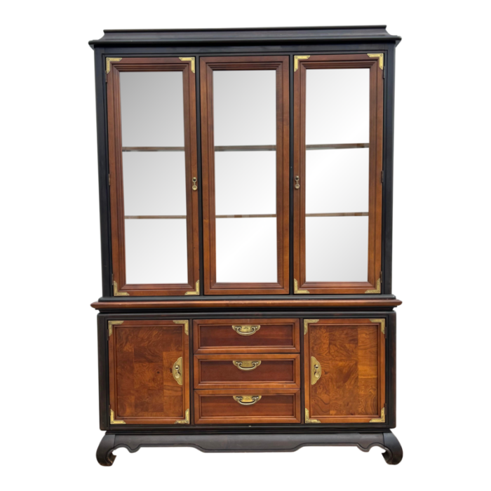 vintage broyhill ming dynasty premier collection illuminated 2 piece china display cabinet 6614