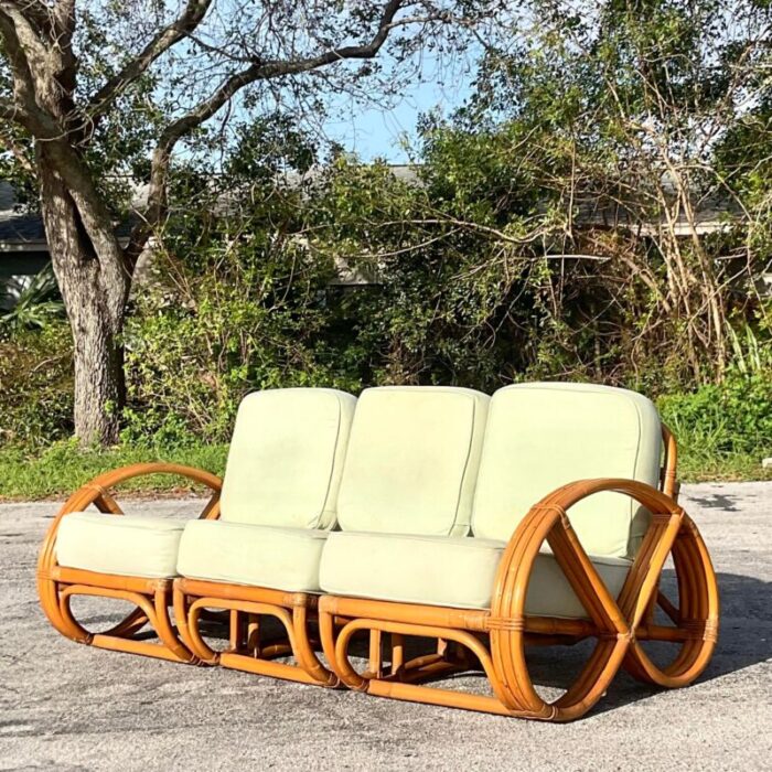 vintage coastal bent rattan sofa after paul frankl 6026