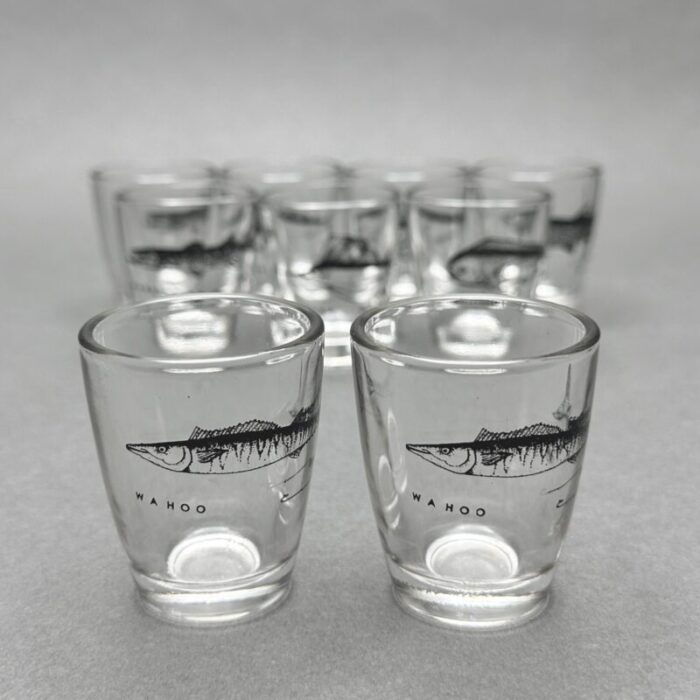 vintage collectable mb fish wahoo sailfish barracuda dolphin tarpon shot glasses set of 9 1850