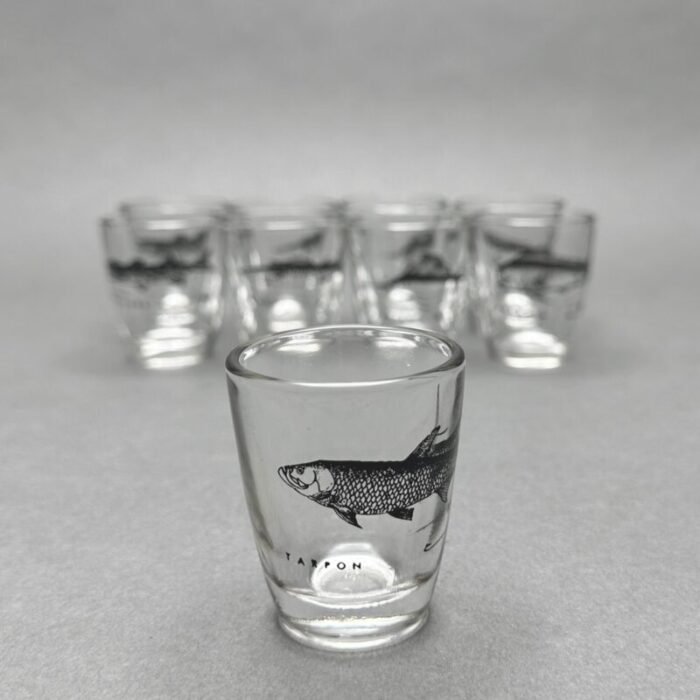 vintage collectable mb fish wahoo sailfish barracuda dolphin tarpon shot glasses set of 9 4169