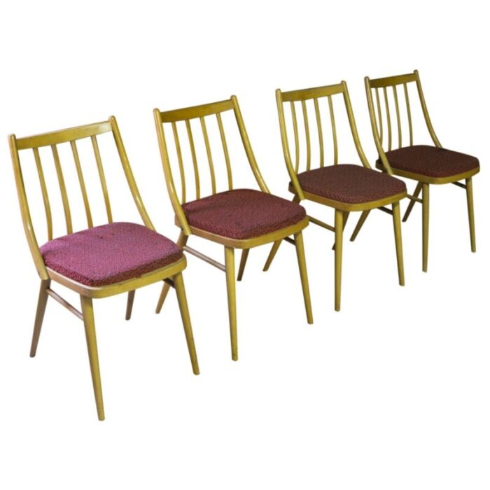 vintage czechoslovak dining chairs from ton 1960s set of 4 1