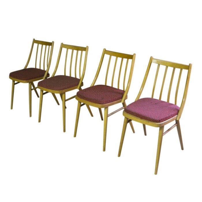 vintage czechoslovak dining chairs from ton 1960s set of 4 3