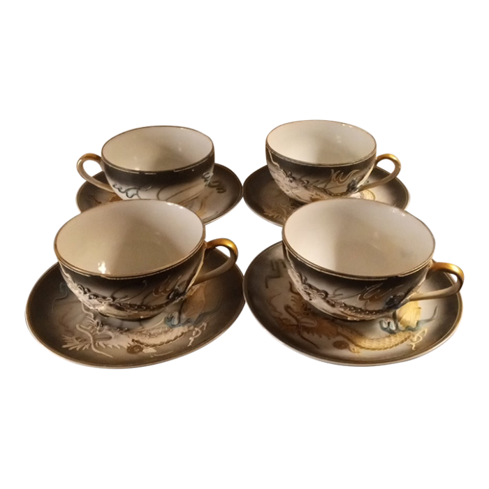 vintage dragonware tea cups and saucers made in japan 8 pieces 2448