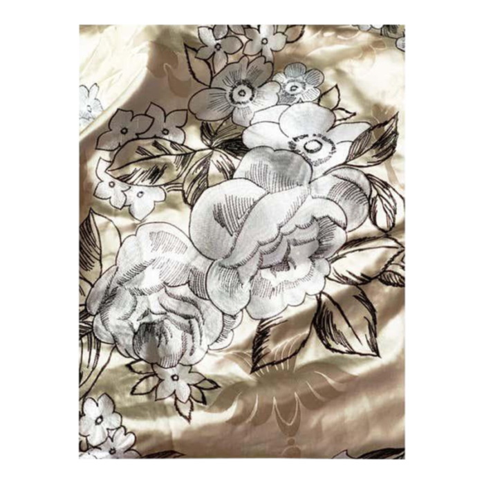 vintage embroidered silk charmeuse fabric white floral champagne taupe rare 7 yards 2010