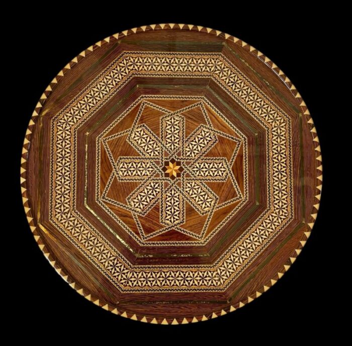 vintage exotic wood marquetry drinks tray mini mosaic byzantine 9525