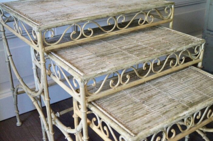 vintage faux bamboo nesting tables set of 3 10