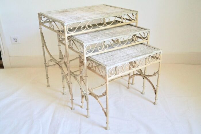 vintage faux bamboo nesting tables set of 3 2