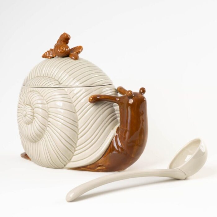 vintage fitz and floyd snail ceramic tureen with ladle 0161