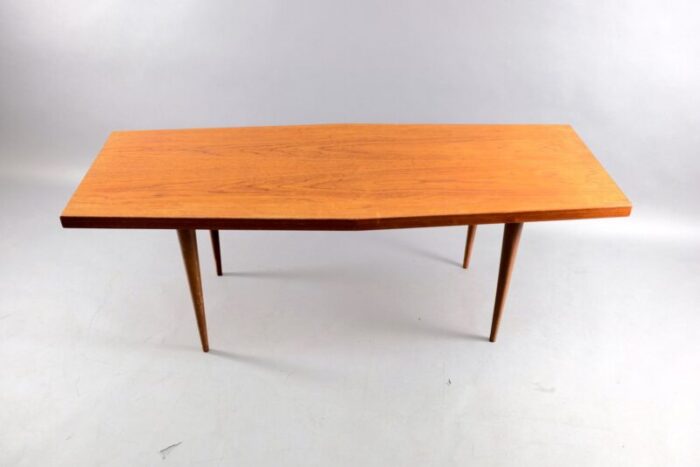 vintage german teak trapezoid coffee table 1960s 1