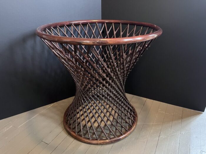 vintage glass top woven rattan sculptural dining table 1439