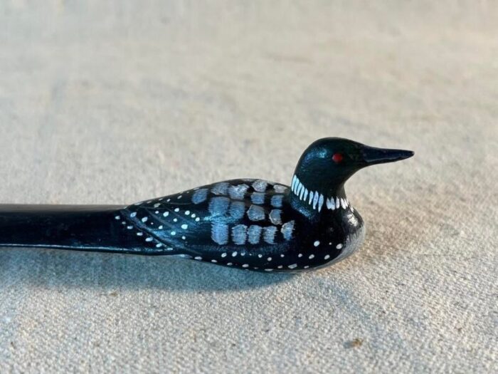 vintage hand carved wooden loon letter opener 7223