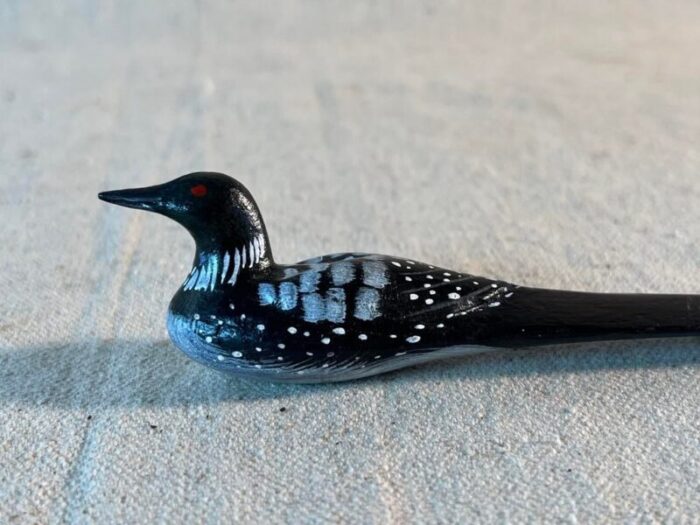 vintage hand carved wooden loon letter opener 7246