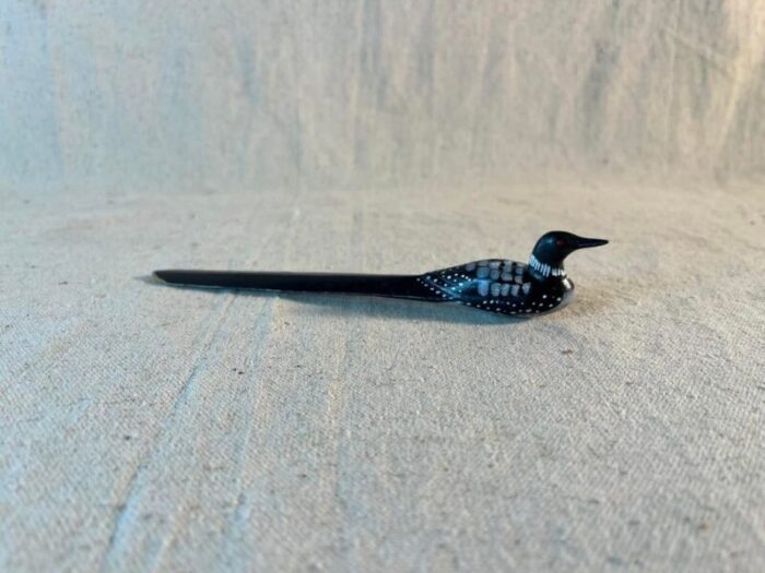 vintage hand carved wooden loon letter opener 9180