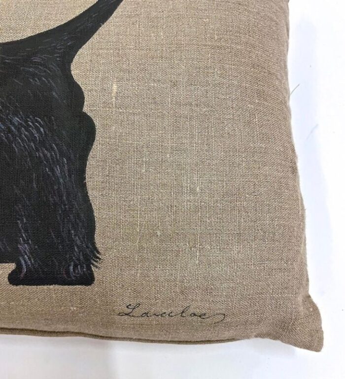 vintage hand painted scottie dog pillow 1555