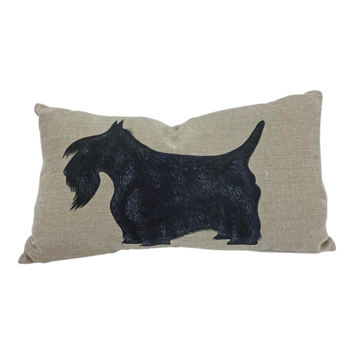 vintage hand painted scottie dog pillow 4370