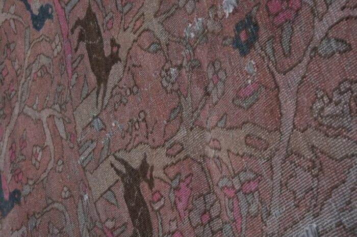 vintage handknotted animal garden rug with rich border 42 x 67 2749