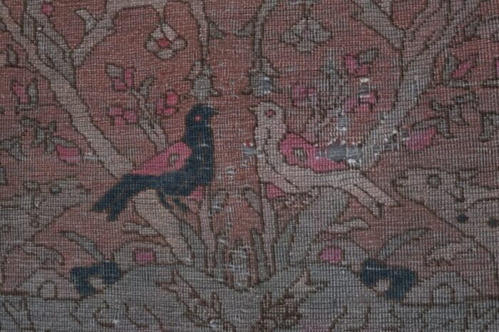 vintage handknotted animal garden rug with rich border 42 x 67 9071