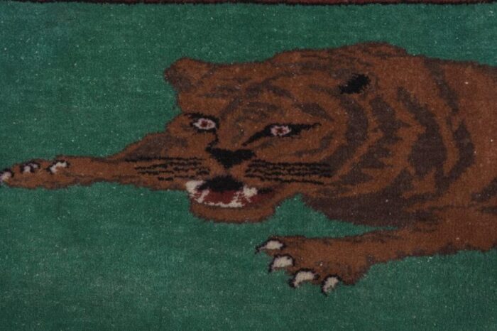 vintage handmade lion figure turkish rug 5164