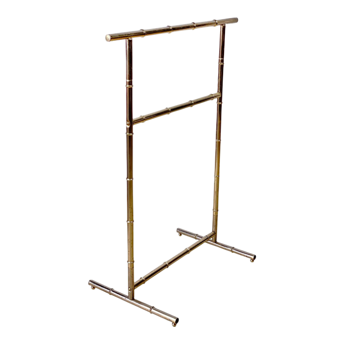 vintage hollywood regency faux bamboo gold wardrobe valet stand 0920