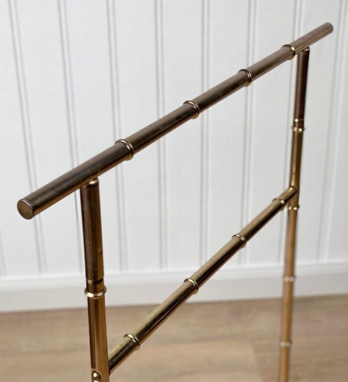 vintage hollywood regency faux bamboo gold wardrobe valet stand 5813