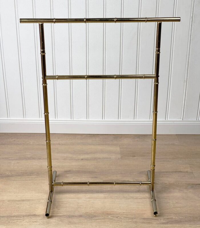 vintage hollywood regency faux bamboo gold wardrobe valet stand 9762