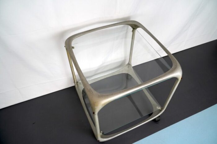 vintage italian aluminium bar trolley by lorenzo burchiellaro 1960s 8