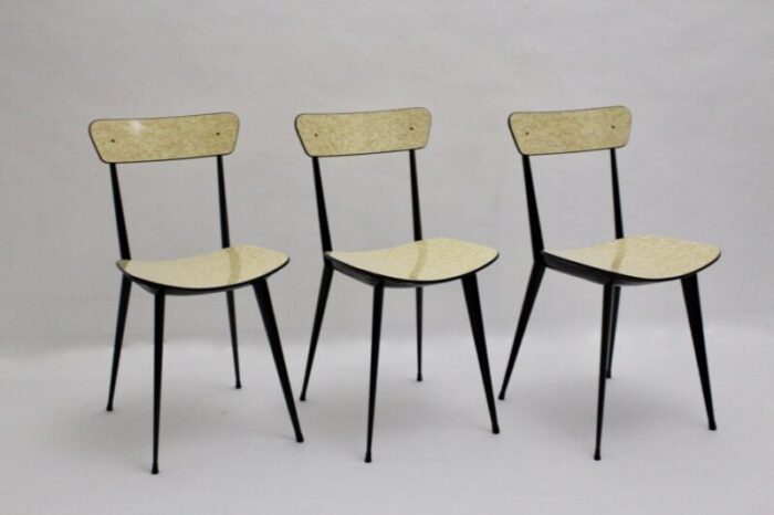 vintage italian black and cream lounge chairs 1950s set of 3 2