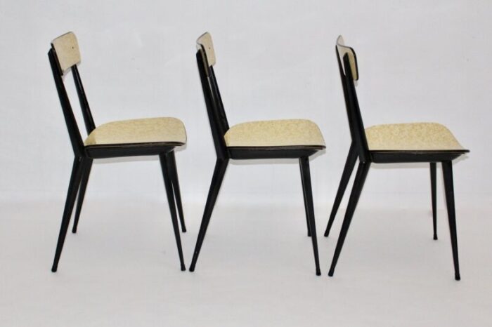 vintage italian black and cream lounge chairs 1950s set of 3 3