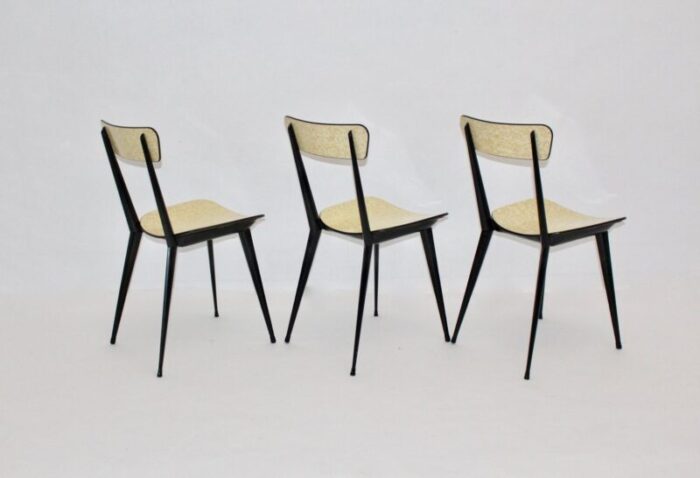 vintage italian black and cream lounge chairs 1950s set of 3 4