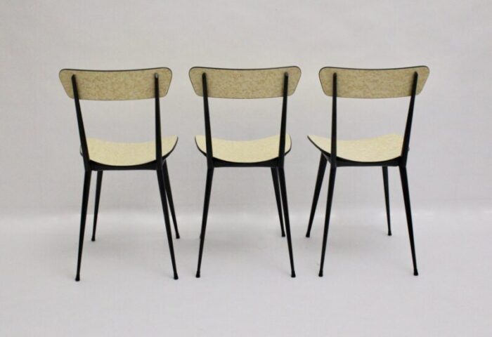 vintage italian black and cream lounge chairs 1950s set of 3 5