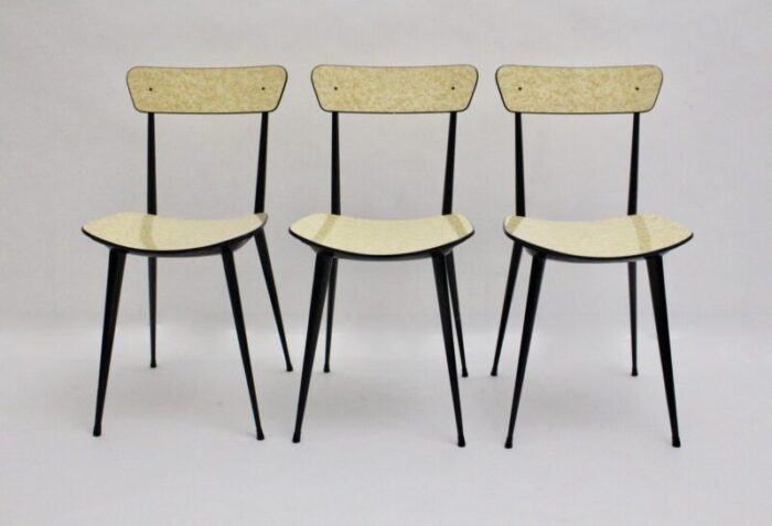 vintage italian black and cream lounge chairs 1950s set of 3 6