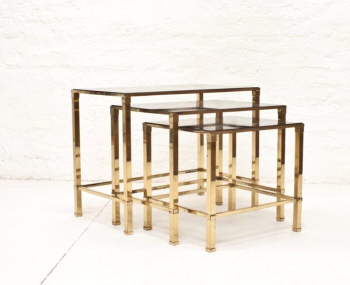 vintage italian brass nesting tables 1970s set of 3 1